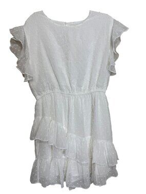 ee:some White Ruffled Swiss Dot Dress-Sz M-Lightweight Lined Spring/Summer NWT